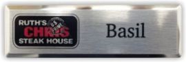 Silver Beveled Metal Name Tag with Silver Face
