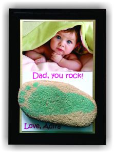 This customizable 4"x6" plaque was made for the day of a sweet baby girl on his first Father's Day! She picked out the rock herself on her first beach trip! 